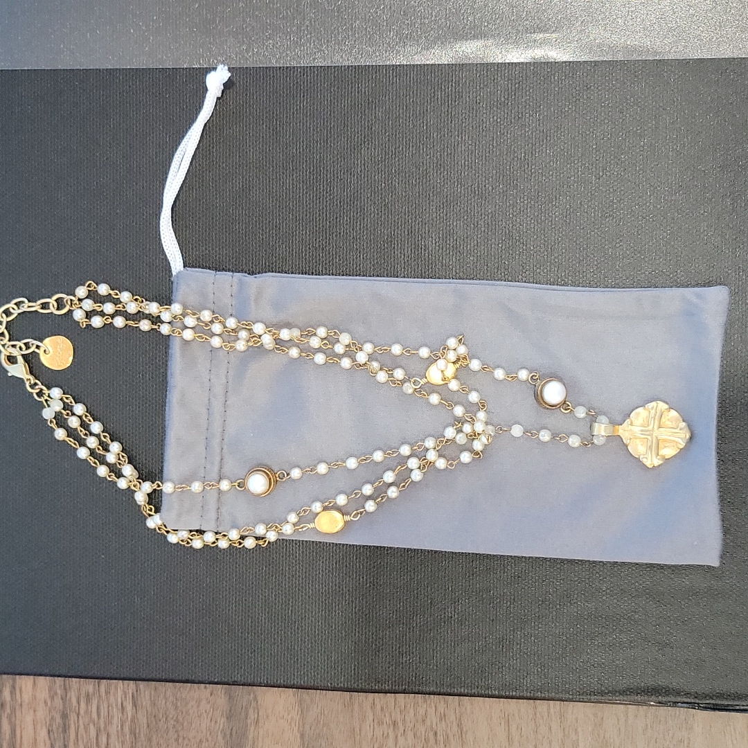 Grace George Jewelry Gold & Triple Pearl Strand Necklace